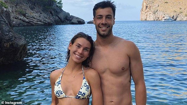 Essendon star Kyle Langford and his partner Lulu Scott-Young have a lot to celebrate, with the couple announcing their engagement and expecting their first child.  Pictured