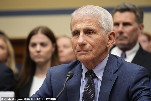 Fauci looks somberly at a congressional hearing earlier this month