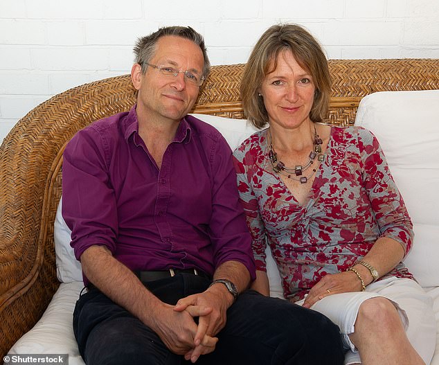 Michael Mosley's affection for his wife was evident when the BBC broadcast his last ever interview on how to live a good life.  Time and again Dr Mosley mentioned his wife Dr Clare Bailey (pictured with her husband at their home in 2013) with whom he has four children and worked closely on all his projects.