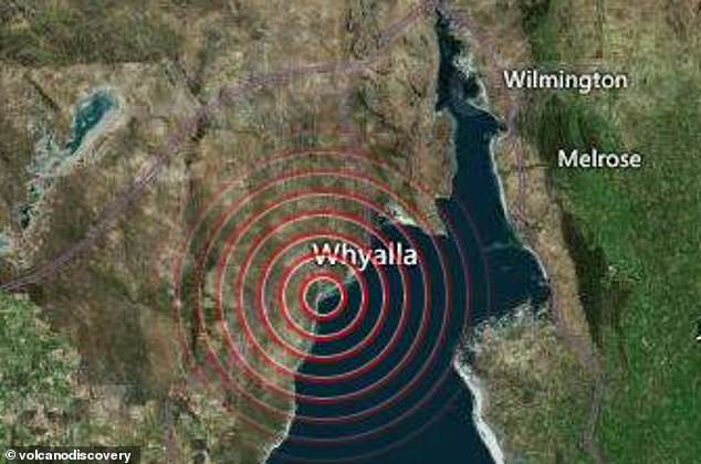 A magnitude three earthquake (pictured) struck near Whyalla, on the coast of South Australia, around 1.25pm ​​on Thursday