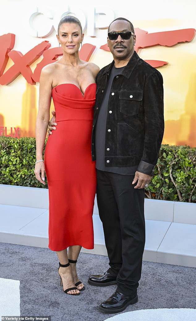 Paige Butcher and Eddie Murphy at the Beverly Hills Cop: Axel F World Premiere held at the Wallis Annenberg Center for the Performing on June 20 in Beverly Hills