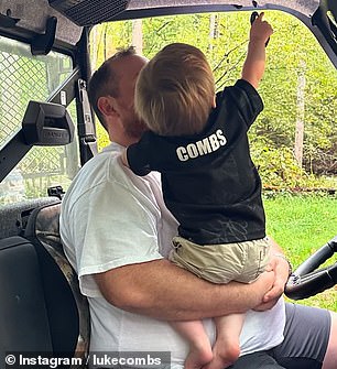 Luke is seen with his eldest son Tex, who is wearing a 'Combs' shirt