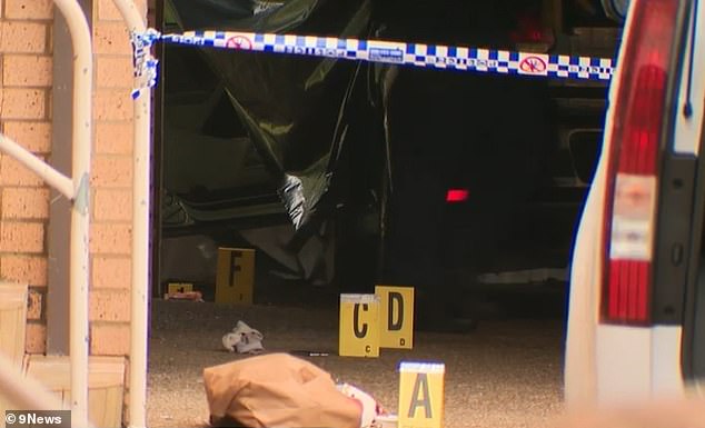 Emergency services rushed to the unit block on the Old Princes Highway in Engadine, 33km south of Sydney, around 3am on Friday (photo, police on scene)