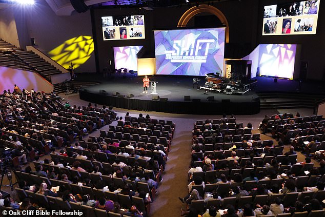 Pictured: the auditorium where Evans delivered his passionate sermons to hundreds of congregants