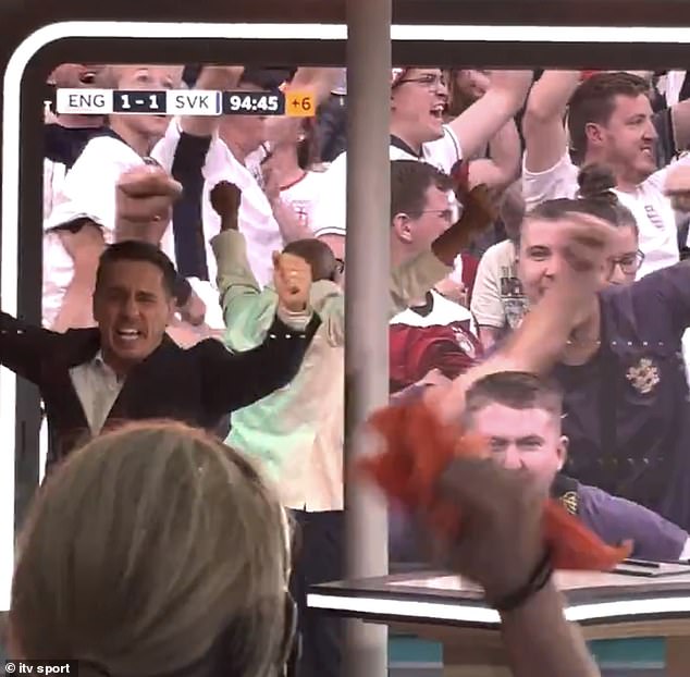 Former England right-back Neville was filmed repeatedly shouting: 'WE'RE NOT GOING HOME!'