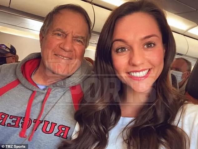 Ringcam footage of ex-Patriots coach Bill Belichick sneaking out of the home of his 24-year-old former cheerleader girlfriend was unwittingly revealed by none other than Tom Brady, DailyMail.com can reveal.  They are pictured together during one of their first meetings in February 2021