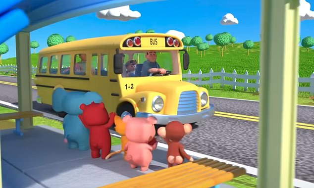 The 3D animations often bring nursery rhymes and songs to life, such as 'Wheels on the Bus'