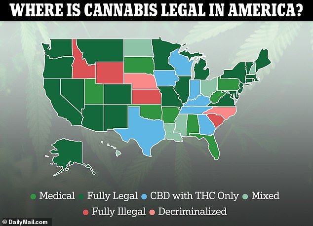 Recreational marijuana is legal in 24 states, although others have legalized it for medicinal purposes only