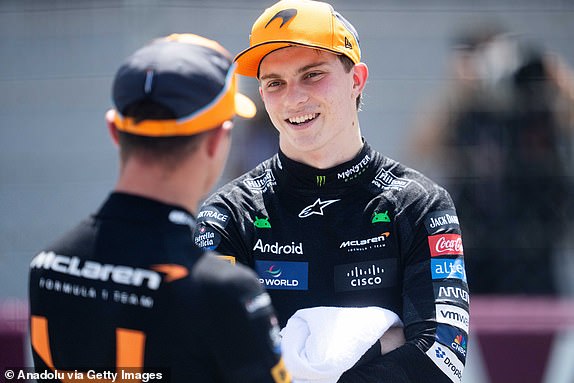 SPIELBERG, AUSTRIA - JUNE 29: Lando Norris and Oscar Piastri of the McLaren Formula 1 Team after finishing second and third during the sprint race of the 2024 Formula 1 Qatar Airways Austrian Grand Prix at the Red Bull Ring in Spielberg, Austria on June 28, 2024. (Photo by Mine Kasapoglu/Anadolu via Getty Images)