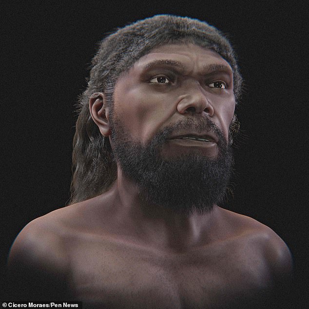 The lifelike statue was created by researchers who reconstructed the skull of the oldest known Homo sapien