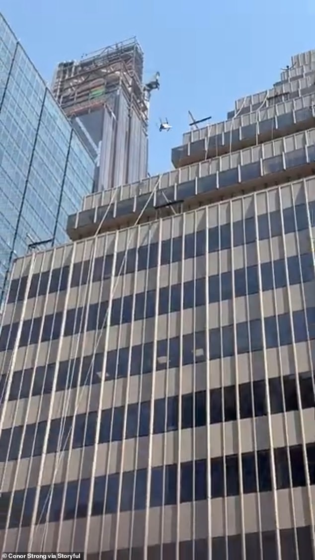 A Florida man has been arrested for hurling chairs and planks from a skyscraper in Midtown Manhattan