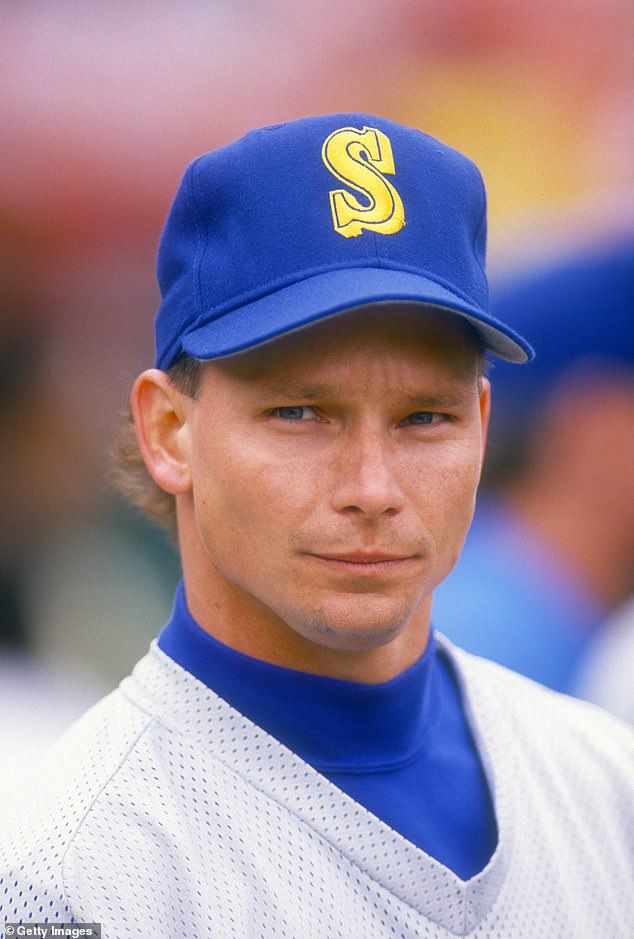 Mike Brumley of the Seattle Mariners looks on during batting practice before a 1990 game