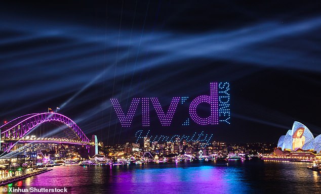 The show features a drone programmed to perform a spectacular light show over Sydney Harbour, similar to fireworks
