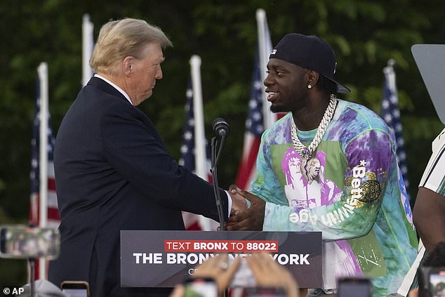 There has been a groundswell of support for Trump following his conviction in the hush money trial, which many New Yorkers, including moderates and some liberals, have seen as the weaponization of justice;  in the photo: Trump during a rally in the South Bronx