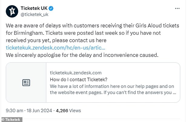 Ticketek has responded to the fuss with a statement about the delay