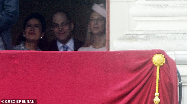 The royal family stayed at Buckingham Palace to watch the parade with her brother, Lord Frederick Windsor, and his wife, Sophie Winkleman
