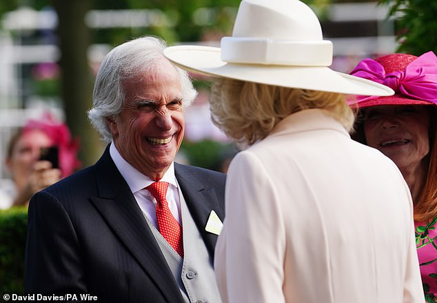 HAPPY DAYS: Queen Camilla meets Henry Winkler, best known for his role as Arthur 'The Fonz' Fonzarelli