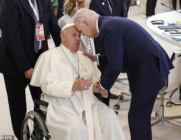 Face to face: President Joe Biden had a close relationship with Pope Francis before the Pope spoke about artificial intelligence at the G7 in Italy