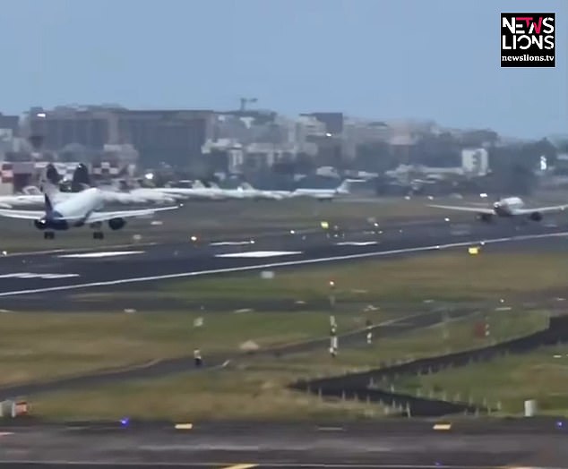 The two planes, operated by Air India and IndiGo, were spotted simultaneously on the tarmac of the single runway of Mumbai airport in India on Saturday.