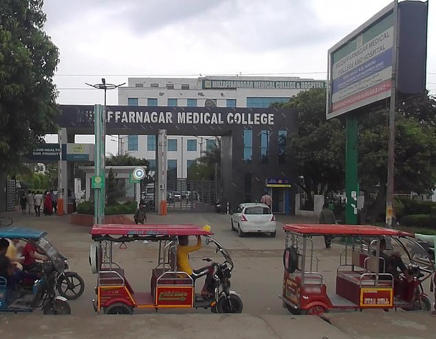 The 20-year-old man, known only as Mujahid, went under the knife at Muzaffarnagar Medical College (pictured)