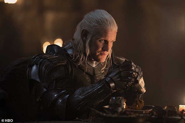 Ewan Mitchell is depicted as Aemond Targaryen in House of the Dragon