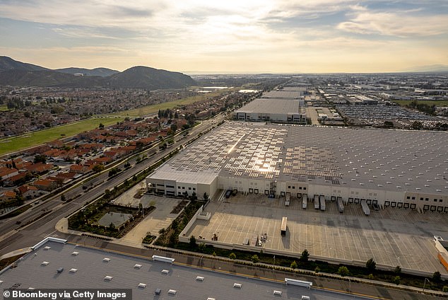 Warehouses next to homes in Fontana, San Bernardino County, California