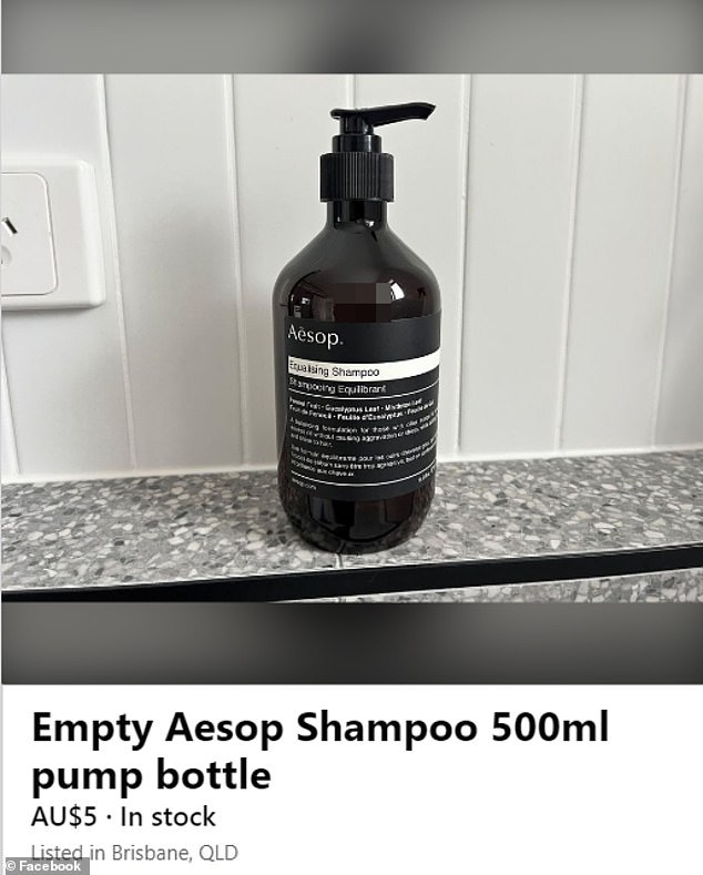 Frugal shoppers buy empty bottles on Facebook Marketplace from Australian luxury cosmetics brand Aesop, then refill them with cheaper products