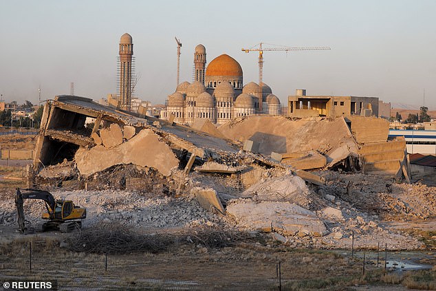 A general view of the Mosul Grand Mosque as reconstruction work continues in Mosul, Iraq, on June 7, 2024, 10 years after Islamic State militants took control of the city and ruled for three years before being driven out by Iraqi troops and their allies.  R