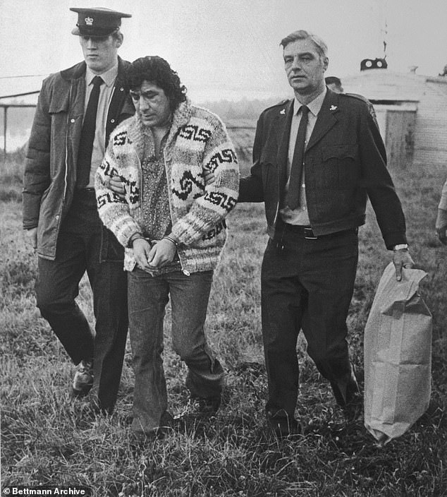 Imprisoned Native American activist Leonard Peltier, now 79, is scheduled to appear Monday for a parole hearing — his first in 15 years after spending more than 47 years behind bars.  (photo: Peltier handcuffed, led by officers)