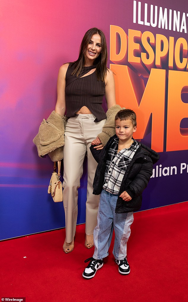 Indy Clinton and her eldest son Navy attended the premiere of Despicable Me 4 during the Sydney Film Festival at State Theater on Saturday
