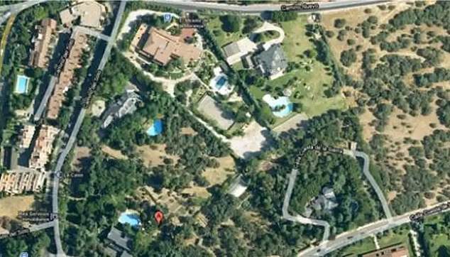 An overhead view of the luxury property Mbappe bought in Madrid (marked with letter A)