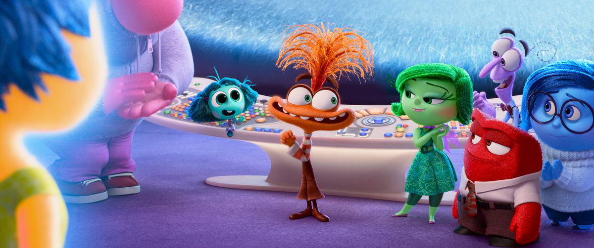 The emotions of Pixar's Inside Out all come together around a new addition, the orange, Muppety-esque Anxiety