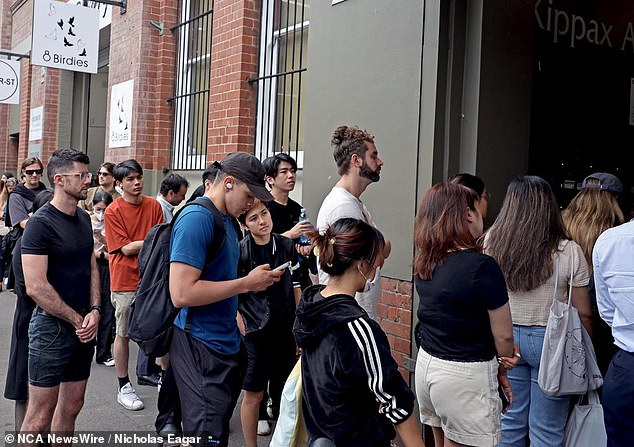 Boomers have been urged to retire abroad and rent their homes to younger Australians to provide more living space for desperate renters (pictured, inspection queues in Sydney)