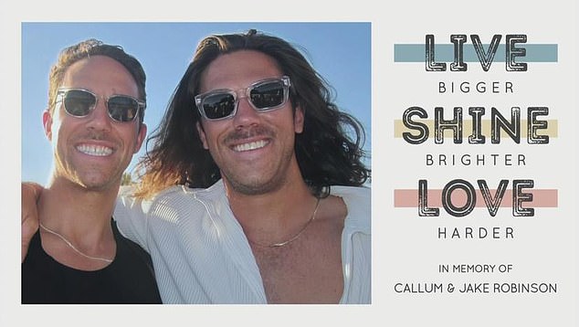 The cover of the commemorative brochure featured a photo of the two brothers smiling with their arms around each other, accompanied by the words: 'live bigger, shine brighter, love harder' (photo)