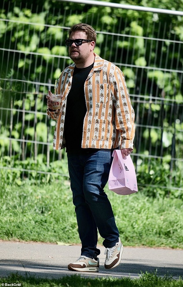 James Corden enjoyed a walk in sunny London on Sunday, where he was spotted for the first time since the confrontation with a British Airways worker in Lisbon