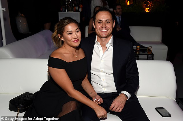 Jenna Ushkowitz is pregnant with her second child with husband David Stanley - pictured in 2019