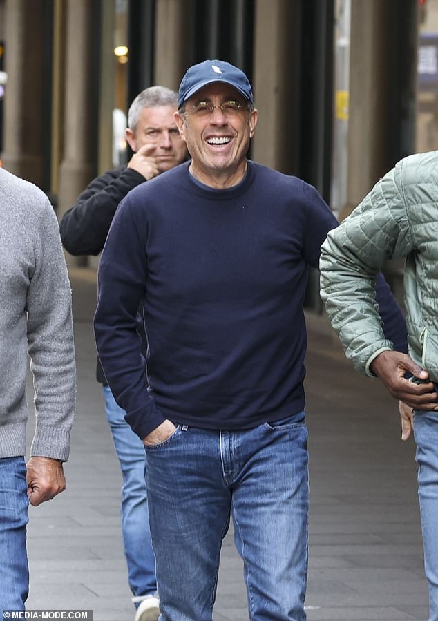 Jerry Seinfeld (pictured) appears to be bothered by a heckler during his performance in Sydney this weekend