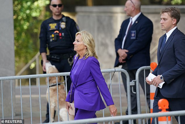 US first lady Jill Biden leaves federal court on the opening day of the trial of Hunter Biden, son of US President Joe Biden, on criminal weapons charges in Wilmington, Delaware