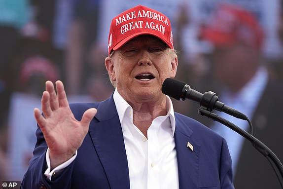 FILE - Republican presidential candidate, former President Donald Trump, speaks during a campaign rally on June 9, 2024, in Las Vegas.  (AP Photo/John Locher, File)