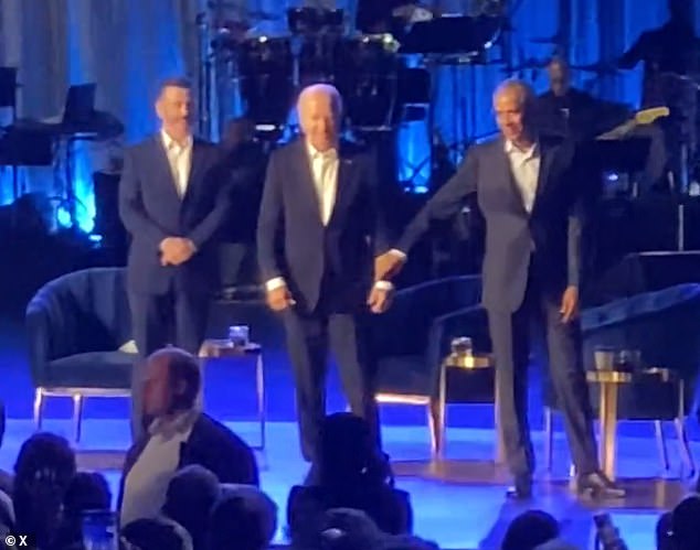 On Saturday, a video of former President Barack Obama grabbing Biden's hand and apparently leading the 81-year-old commander in chief off stage during a fundraiser in Los Angeles went viral.