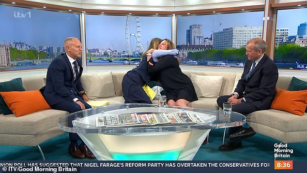 Kate Garraway fought back tears as she comforted Barnaby Webber's mother on Friday's Good Morning Britain
