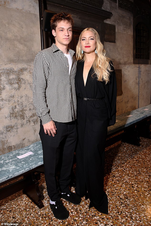 Kate Hudson turned the Max Mara fashion show in Venice into a family affair when her son Ryder Robinson joined her