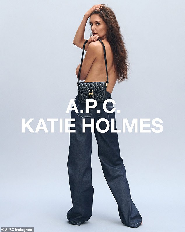 Katie Holmes created a storm for her new APC collection.  The 45-year-old actress even went topless in one photo, rocking a handbag and jeans from her curated collection