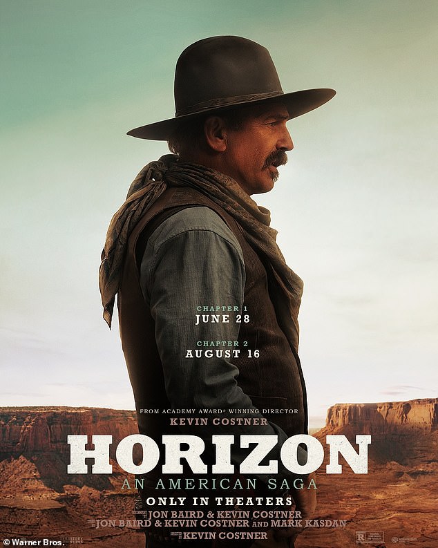 Costner last month launched a terrifying new poster for his $100 million gambling film series Horizon: An American Saga – just days after criticizing Yellowstone producers during his departure from the show