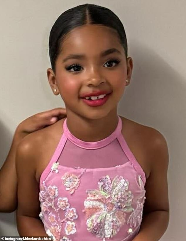 Khloe Kardashian's daughter True Thompson, six, wore a full face of makeup, including winged eyeliner and red lipstick, to a dance recital last week.  The reality TV diva was criticized for letting her child do all the paint modeling