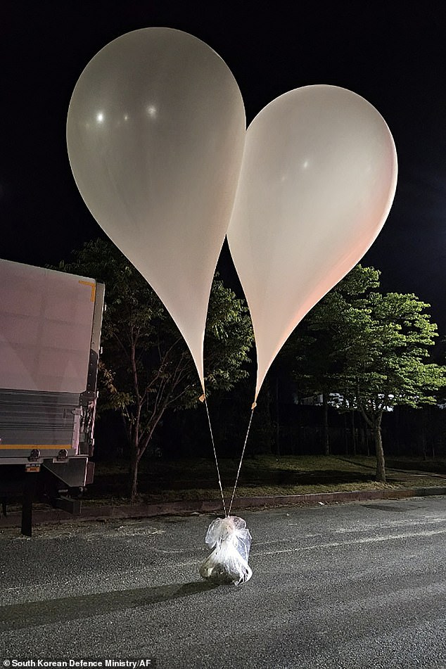 Between Tuesday and Wednesday, balloons containing various types of waste, including plastic bottles, batteries, toilet paper and suspected manure, were dropped in eight of South Korea's nine provinces.