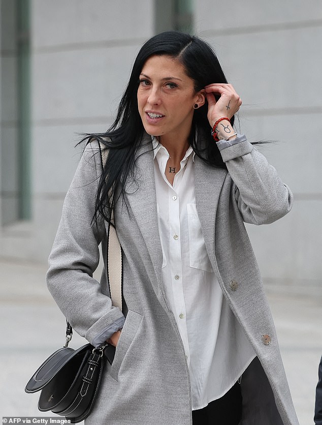 Spanish player Jennifer Hermoso leaves after an audience at the Audiencia Nacional court in Madrid on January 2, 2024