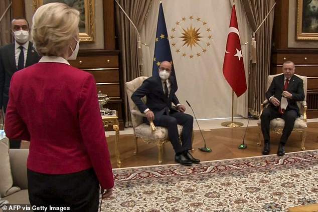 Ursula von der Leyen was left irritated after being sidelined during EU-Turkey talks in Ankara in 2021 after her two male counterparts took the only available seats