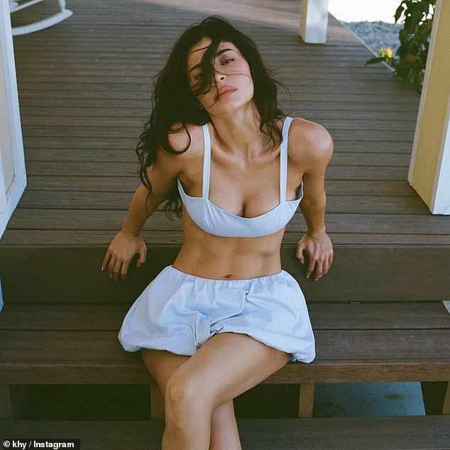 Kylie Jenner put on a busty show for her Khy Instagram account on Friday