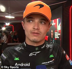 Lando Norris (above) and Max Verstappen were embroiled in a war of words after their dramatic collision at the Austrian Grand Prix on Sunday afternoon as they battled for first place